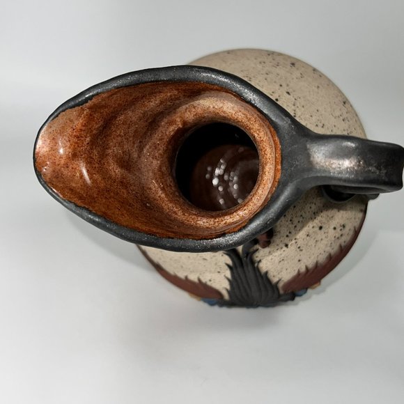 Studio Stoneware Art Pottery Pitcher Applied Design Collectible Marked Israel - Picture 6 of 12